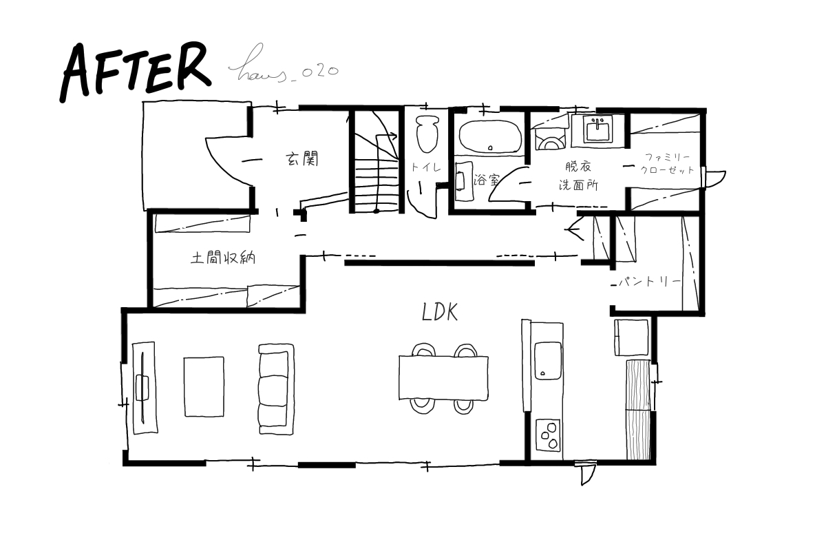 手書きリノベーション間取