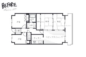 中古マンションのリノベーション前の手書き間取り