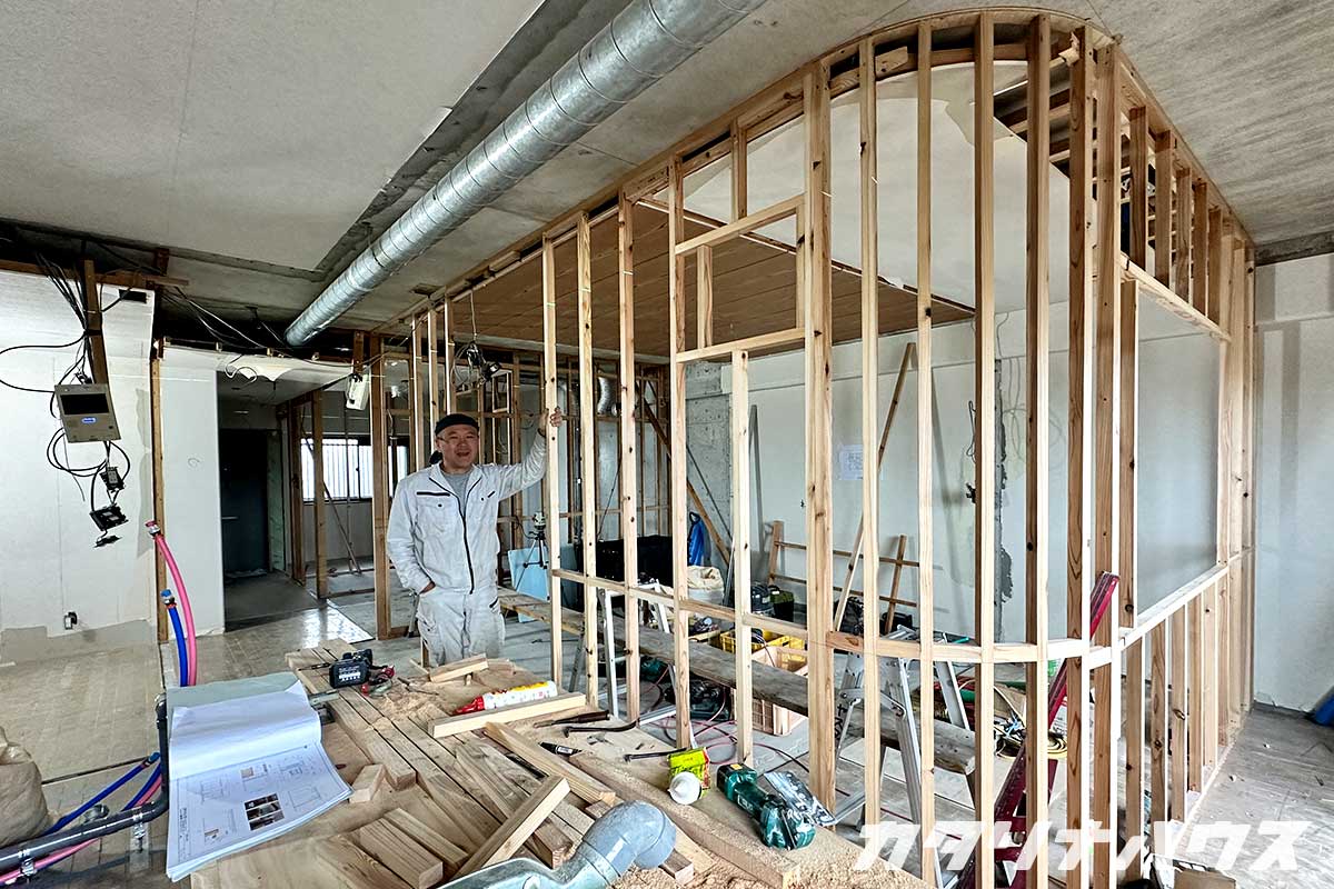 松山市 マンションリノベーション R壁 LDK