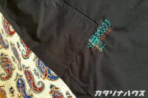 ナイロンズボンの小さな穴を補修した様子